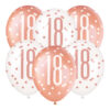 LATEX BALLOONS NUMBER 18 ROSE GOLD GLITZ 30CM 6PCS
