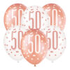 LATEX BALLOONS NUMBER 50 ROSE GOLD GLITZ 30CM 6PCS