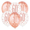 LATEX BALLOONS NUMBER 60 ROSE GOLD GLITZ 30CM 6PCS