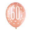LATEX BALLOONS NUMBER 60 ROSE GOLD GLITZ 30CM 6PCS - Image 3