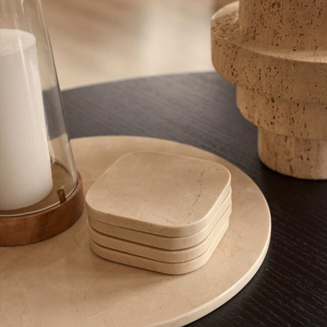 COASTERS ORGANIC BEIGE 10X10X1CM 4PCS - Image 3