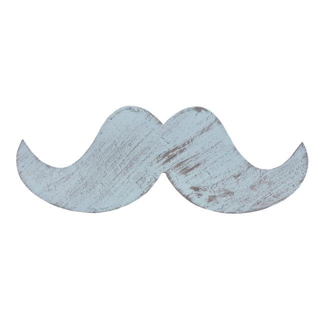 WOODEN MOUSTACHE LIGHT BLUE WITH BROWN FINISH
