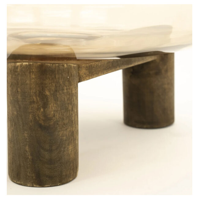 BOWL BARON DECOR GLASS AND WOOD 46X46X25CM - Image 5