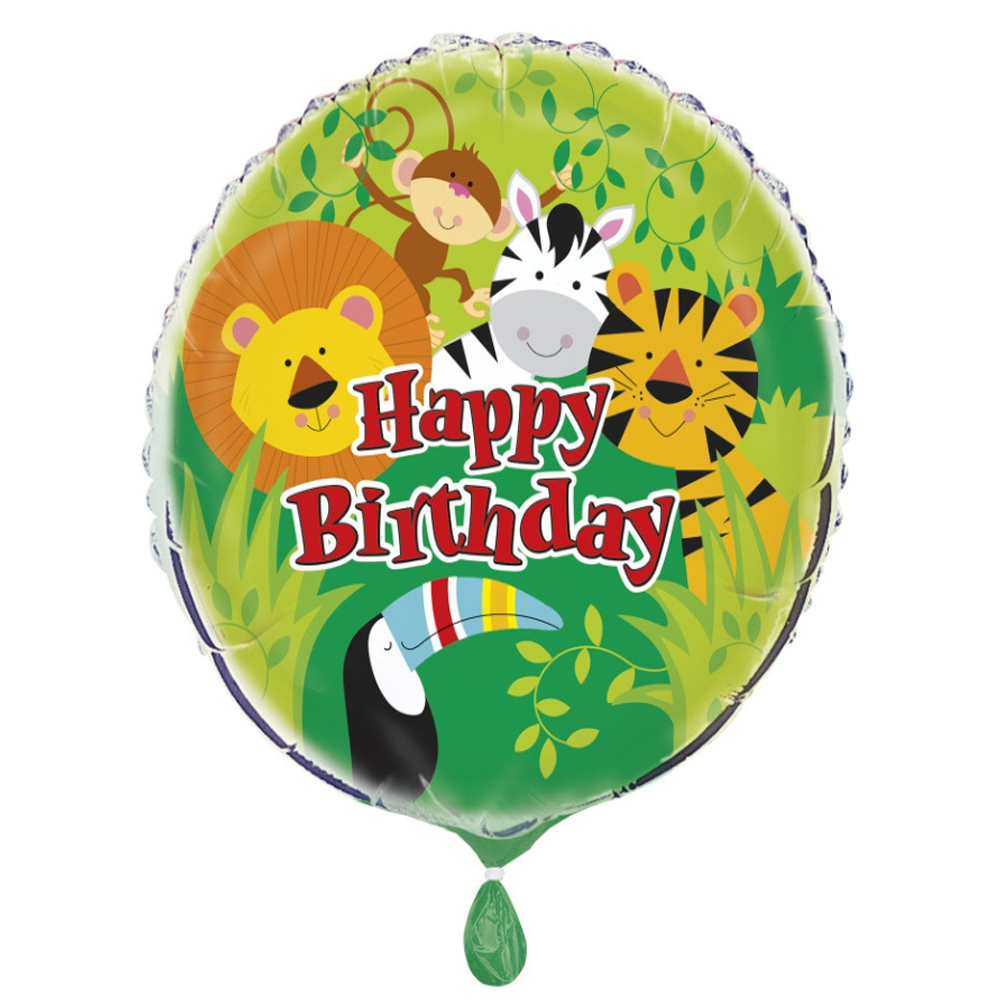 FOIL BALLOON HAPPY BIRTHDAY ANIMAL JUNGLE 45CM