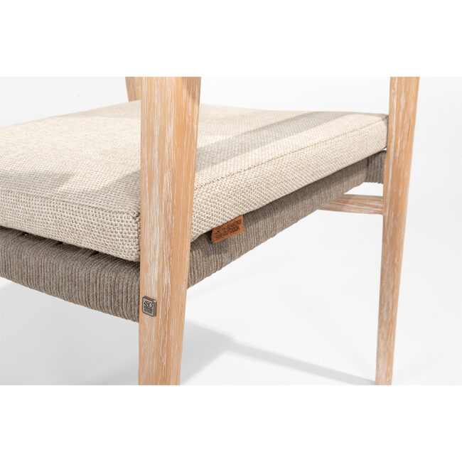 JULIA STACKING DINING CHAIR BRUSHED TEAK WITH 2 CUSHIONS - Image 10