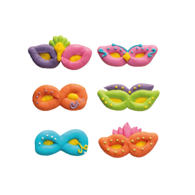 SUGAR DECORATIONS CARNIVAL MASKS 6PCS - Image 3