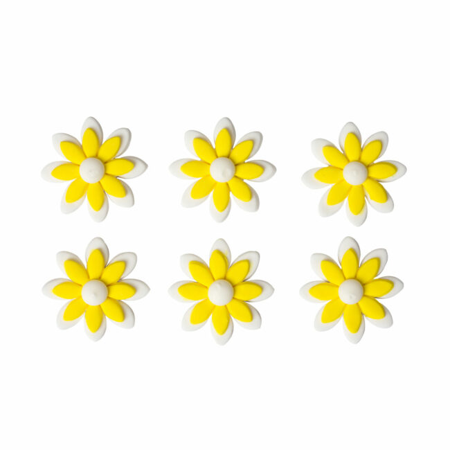 SUGAR DECORATIONS TWO TONE DAISIES YELLOW 6PCS - Image 3