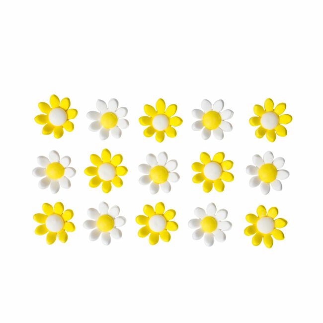 SUGAR DECORATIONS DAISIES YELLOW AND WHITE 15PCS - Image 3