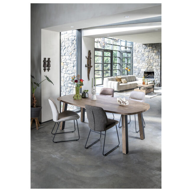 DINING CHAIR RAVI BLACK FRAME BEIGE 48X63X88CM - Image 4