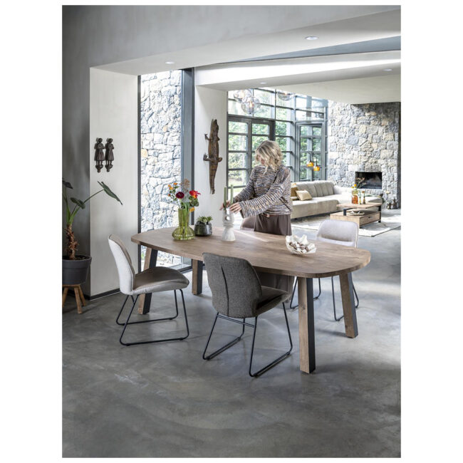 DINING CHAIR RAVI BLACK FRAME BEIGE 48X63X88CM - Image 5