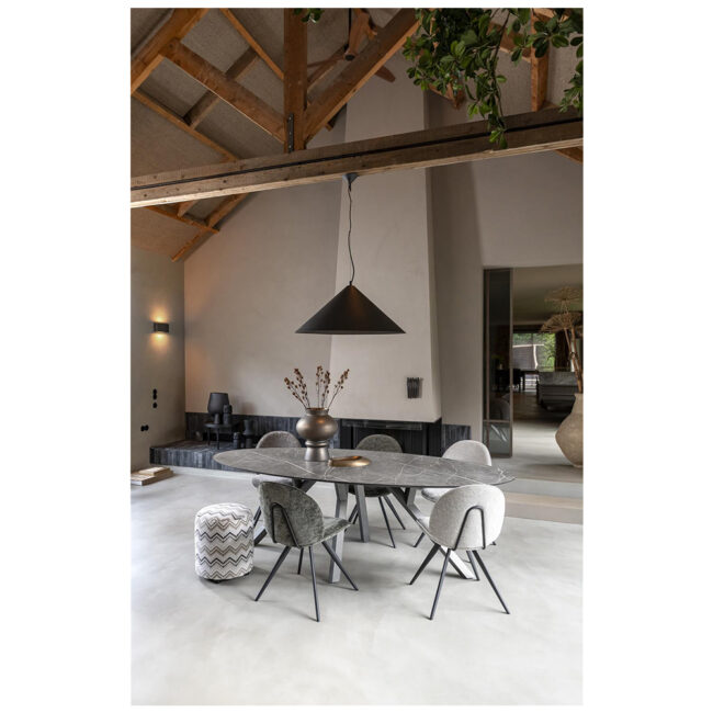 DINING CHAIR AIKO PEBBLE ROUGH OFF BLACK 50X61X86CM - Image 4