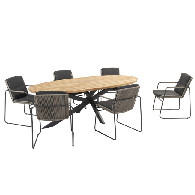 PARMA STACKING DINING CHAIR ANTHRACITE/TAUPE WITH 2 ALL WEATHER CUSHIONS - Image 5