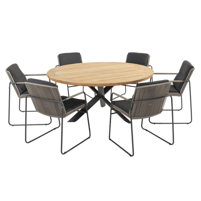 PARMA STACKING DINING CHAIR ANTHRACITE/TAUPE WITH 2 ALL WEATHER CUSHIONS - Image 6