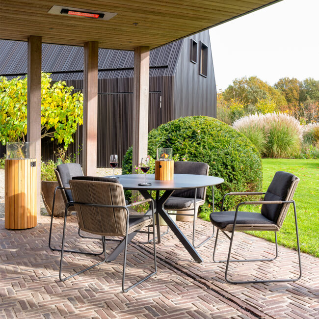 PARMA STACKING DINING CHAIR ANTHRACITE/TAUPE WITH 2 ALL WEATHER CUSHIONS - Image 3