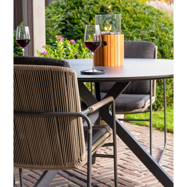 PARMA STACKING DINING CHAIR ANTHRACITE/TAUPE WITH 2 ALL WEATHER CUSHIONS - Image 4
