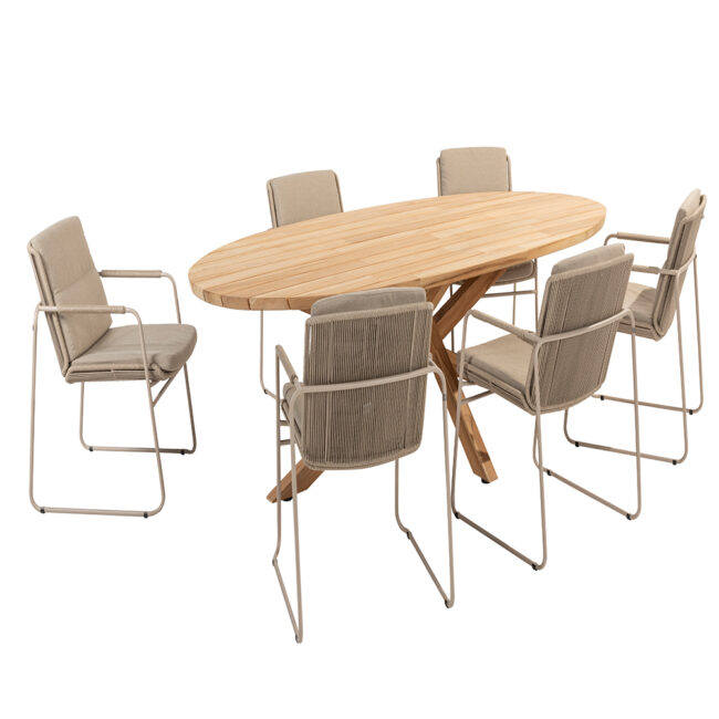 PARMA STACKING CHAIR LATTE WITH 2 ALL WEATHER CUSHIONS - Image 6