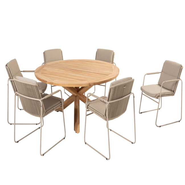 PARMA STACKING CHAIR LATTE WITH 2 ALL WEATHER CUSHIONS - Image 3
