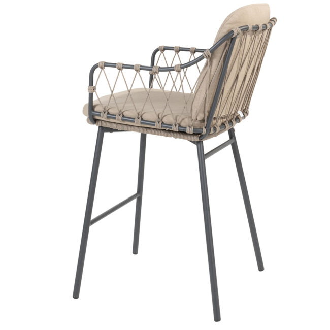 PREGO BAR CHAIR ANTHRACITE/TAUPE WITH 2 ALL WEATHER CUSHIONS - Image 7