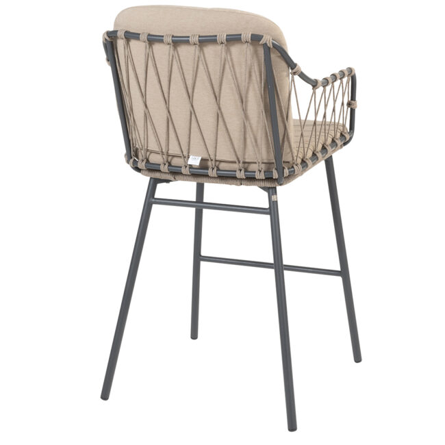 PREGO BAR CHAIR ANTHRACITE/TAUPE WITH 2 ALL WEATHER CUSHIONS - Image 6