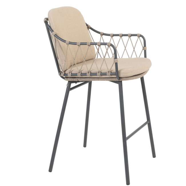 PREGO BAR CHAIR ANTHRACITE/TAUPE WITH 2 ALL WEATHER CUSHIONS - Image 5