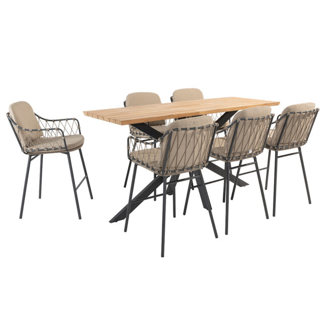 PREGO BAR CHAIR ANTHRACITE/TAUPE WITH 2 ALL WEATHER CUSHIONS - Image 3
