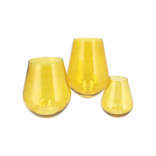 MIRA YELLOW GLASS WIDE VASE ASSORTED 20X20X22CM - Image 3