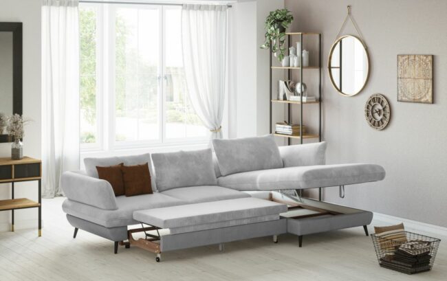SOFA BED BALOU RIGHT SIDE MIRACLE STONE 281X181X70CM - Image 4