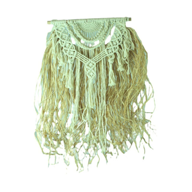 WALL ART MACRAME JUTE NATURAL WHITE 38X38X48CM