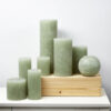 PILLAR CANDLE LIGHT GREEN 7X10CM - Image 2