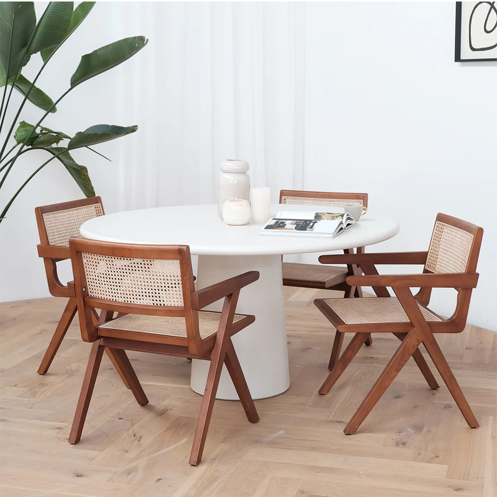 LEGNA DINING TABLE 140X75CM ROUND EDGE LATTE STONESKIN - Image 4