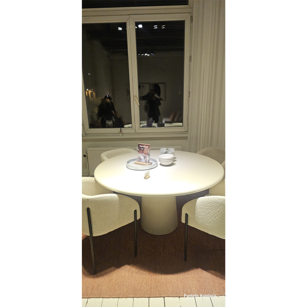 LEGNA DINING TABLE 160X75CM ROUND EDGE LATTE STONESKIN - Image 6