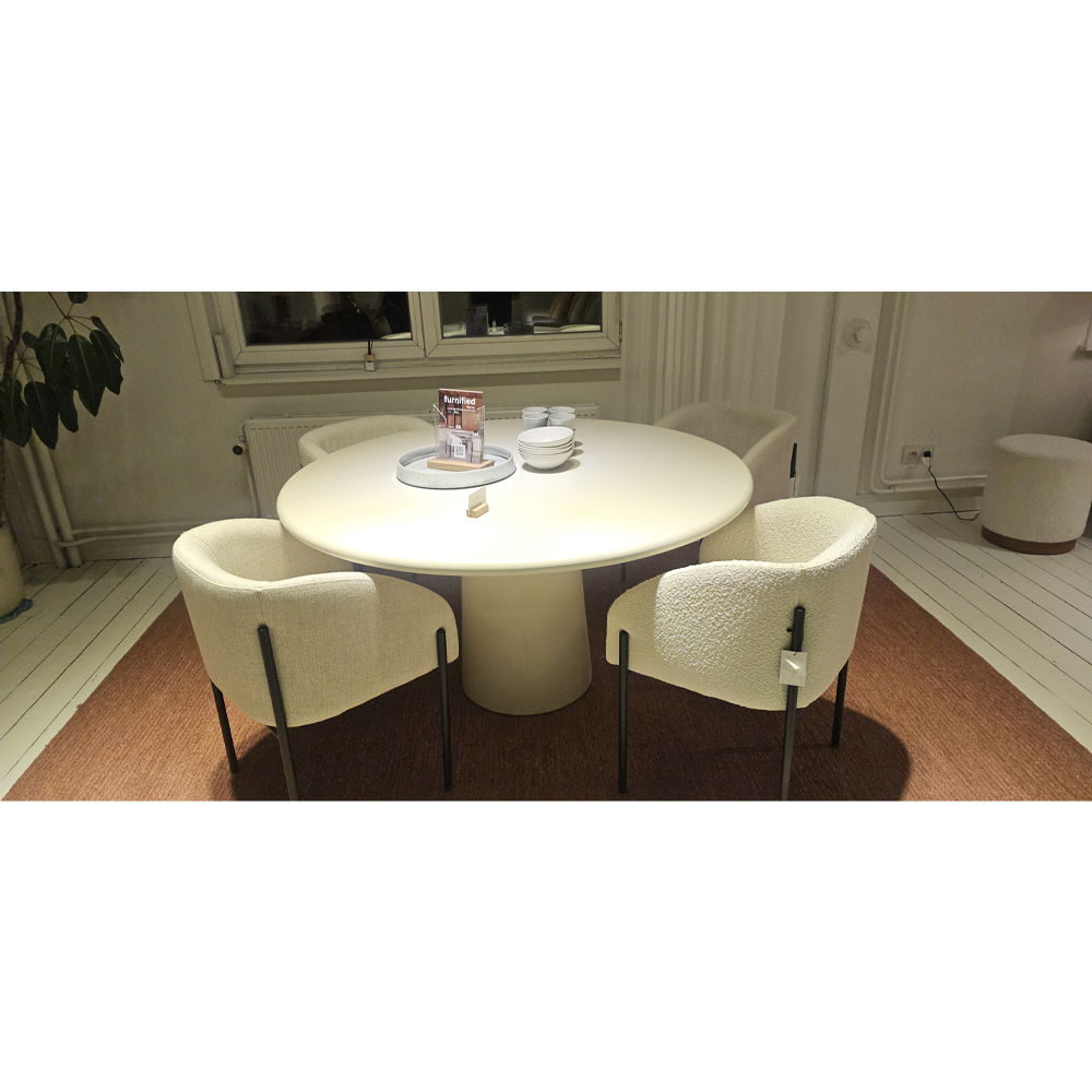 LEGNA DINING TABLE 160X75CM ROUND EDGE LATTE STONESKIN - Image 5
