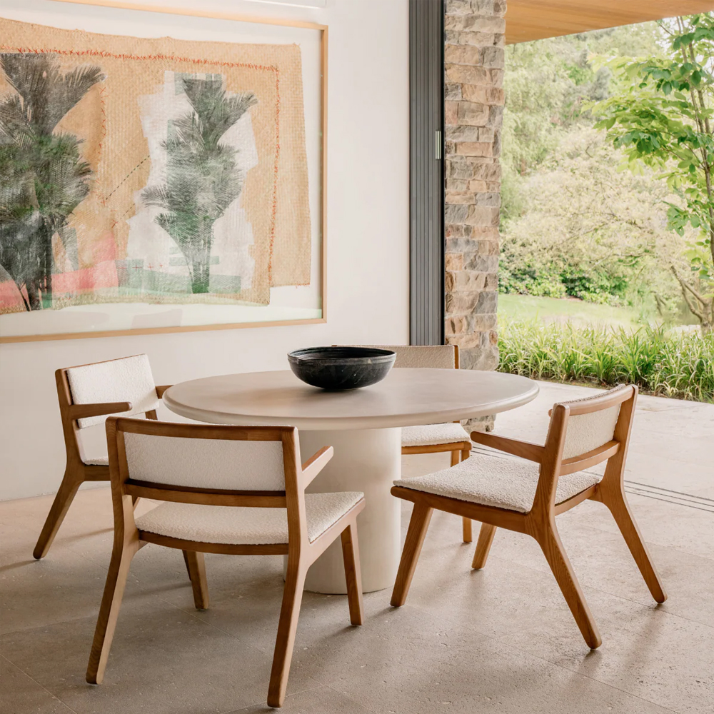 REEF DINING TABLE 140X114X75CM ROUND EDGE LATTE STONESKIN - Image 6