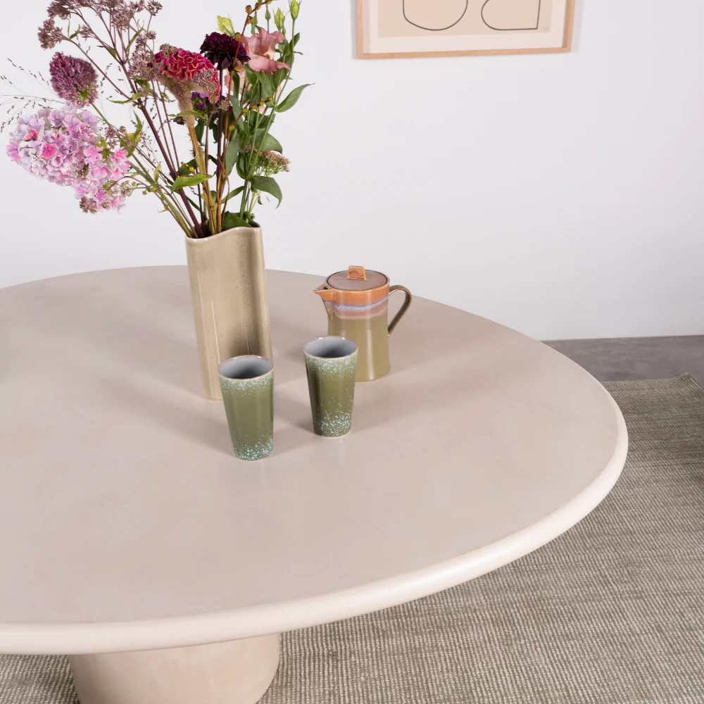 REEF DINING TABLE 140X114X75CM ROUND EDGE LATTE STONESKIN - Image 3