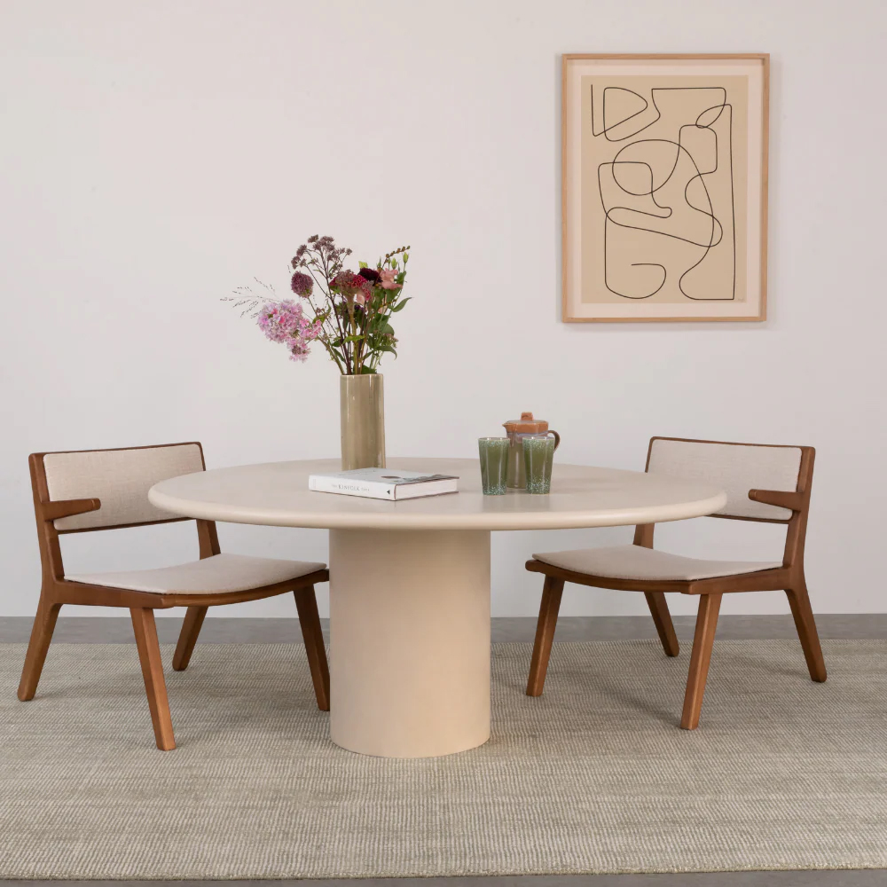 REEF DINING TABLE 140X114X75CM ROUND EDGE LATTE STONESKIN - Image 4