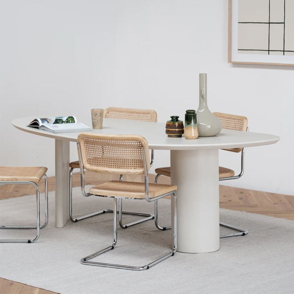 ROUEN DINING TABLE 220X106X75CM ROUND EDGE LATTE STONESKIN - Image 3