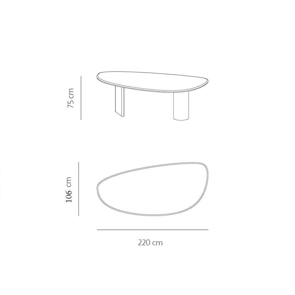 ROUEN DINING TABLE 220X106X75CM ROUND EDGE LATTE STONESKIN - Image 2