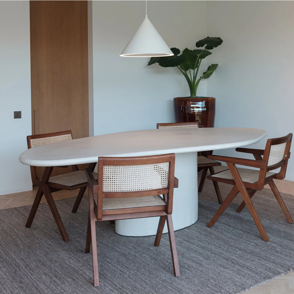 STRASBOURG ORGANIC DINING TABLE 200X120X75CM ROUND EDGE LATTE STONESKIN - Image 8