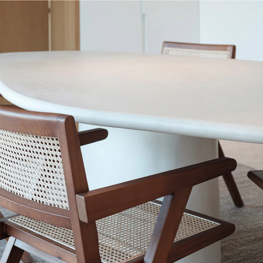 STRASBOURG ORGANIC DINING TABLE 200X120X75CM ROUND EDGE LATTE STONESKIN - Image 5