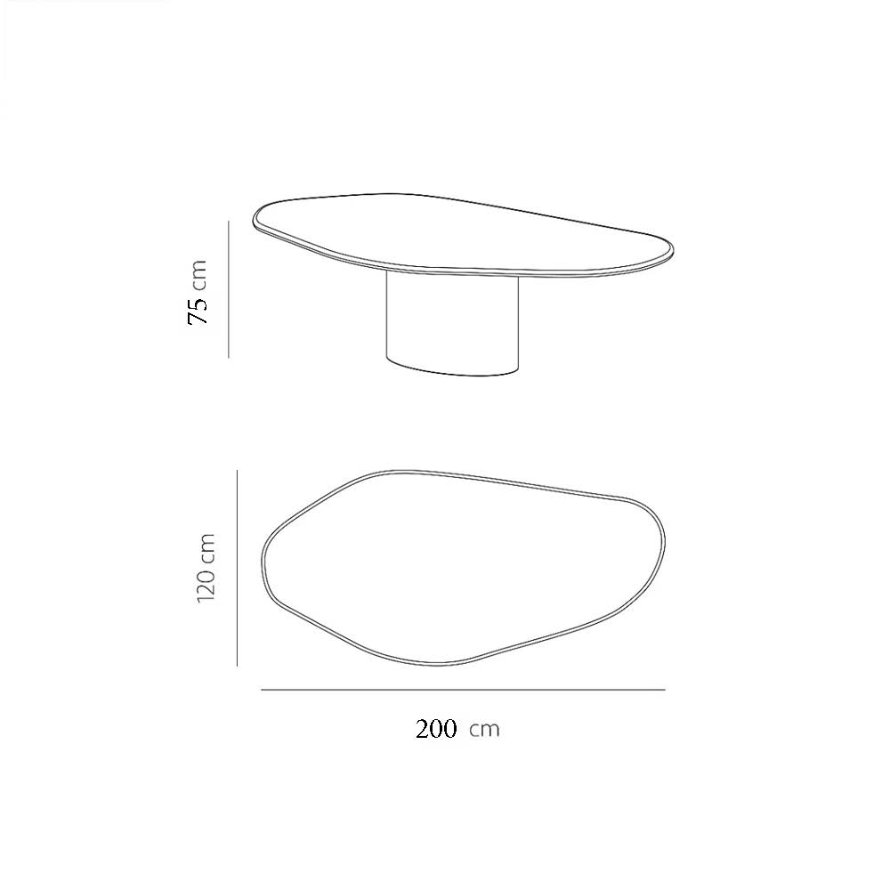 STRASBOURG ORGANIC DINING TABLE 200X120X75CM ROUND EDGE LATTE STONESKIN - Image 2