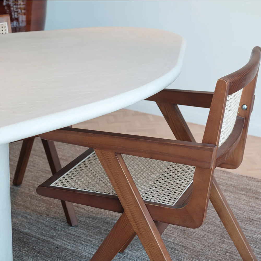 STRASBOURG ORGANIC DINING TABLE 200X120X75CM ROUND EDGE LATTE STONESKIN - Image 4