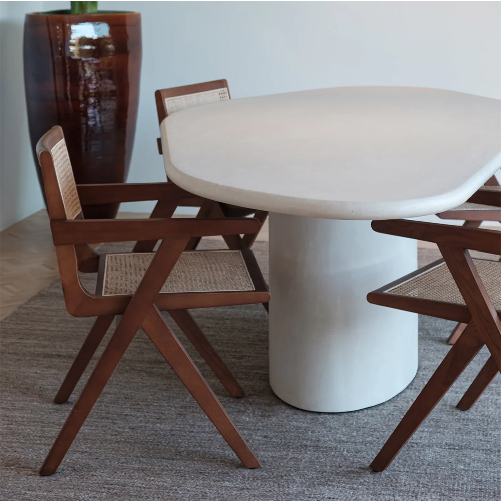 STRASBOURG ORGANIC DINING TABLE 200X120X75CM ROUND EDGE LATTE STONESKIN - Image 6