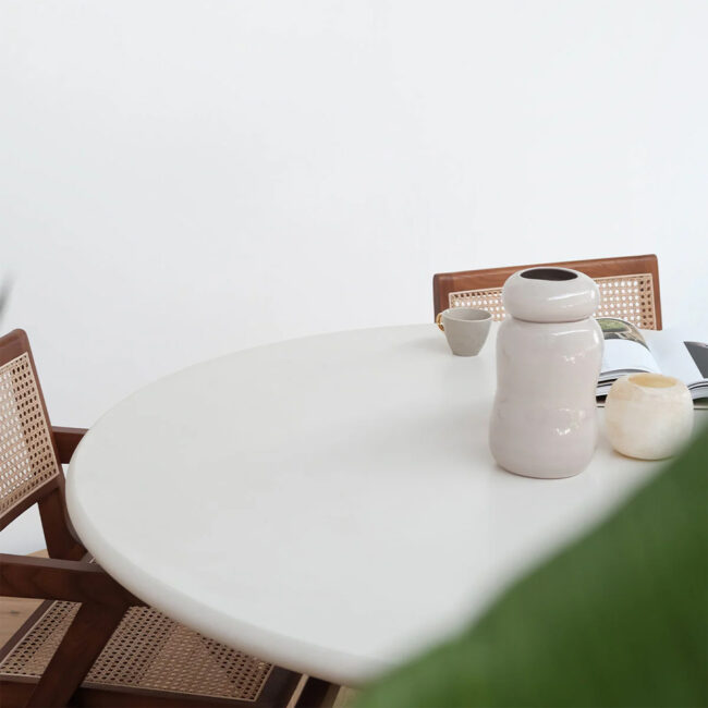 STONESKIN LEGNA DINING TABLE ROUND EDGE LATTE 140X75CM - Image 3