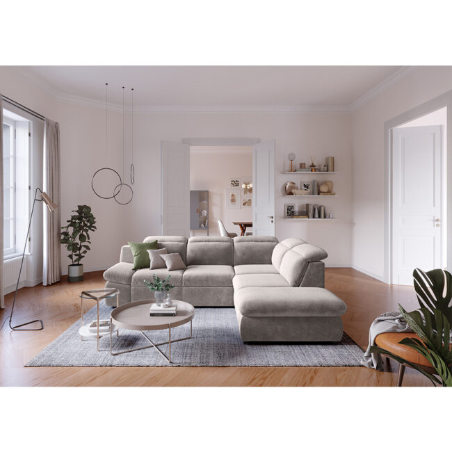 SOFA BED LORENA RIGHT SIDE ORLANDO TAUPE 271X218X80CM - Image 4