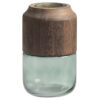 CELESTE VASE GLASS & WOOD BLUE & GREEN 16X16X28CM