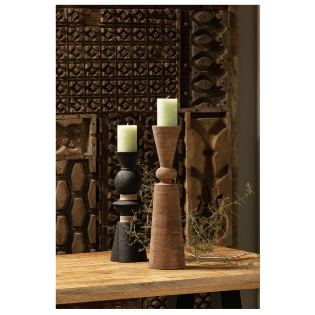 PREM CANDLE HOLDER MANGO WOOD BLACK 14X14X40CM - Image 4