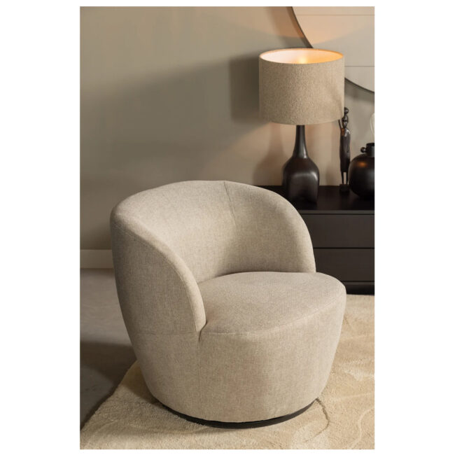 SERRA SWIVEL ARMCHAIR WOVEN FABRIC SAND 70X77X68CM - Image 5