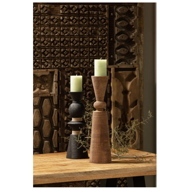 PYRO CANDLE HOLDER MANGO WOOD NATURAL 13X13X50CM - Image 4