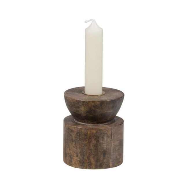 AIDEN CANDLEHOLDER WOOD BROWN - Image 3