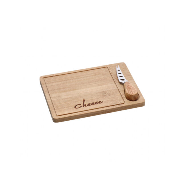 BAMBOO CHEESE CUTTING BOARD WIWH 1 KNIFE 24X16.5CM